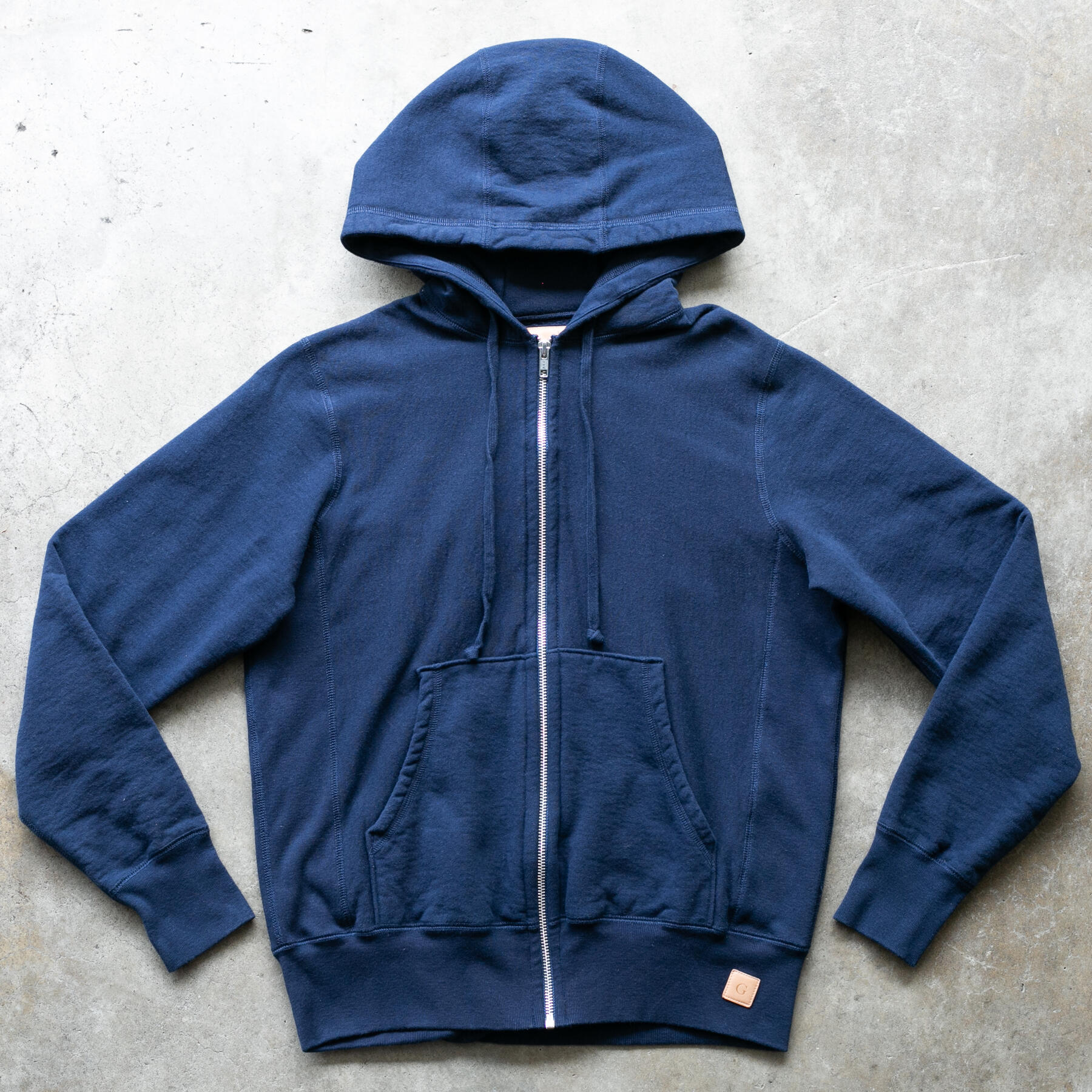 gustin vintage heavyweight zip hoodie - navy