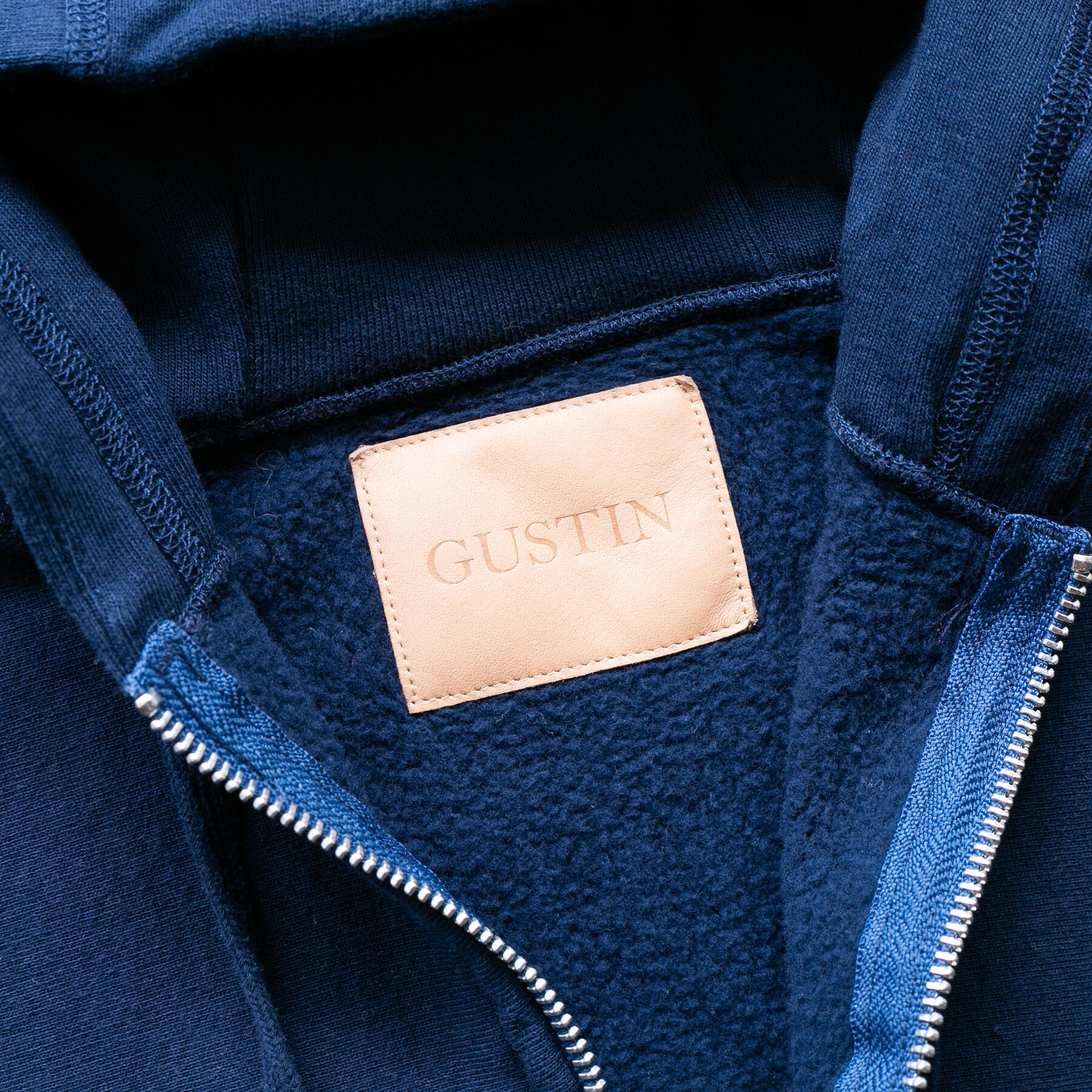 gustin vintage heavyweight zip hoodie - navy