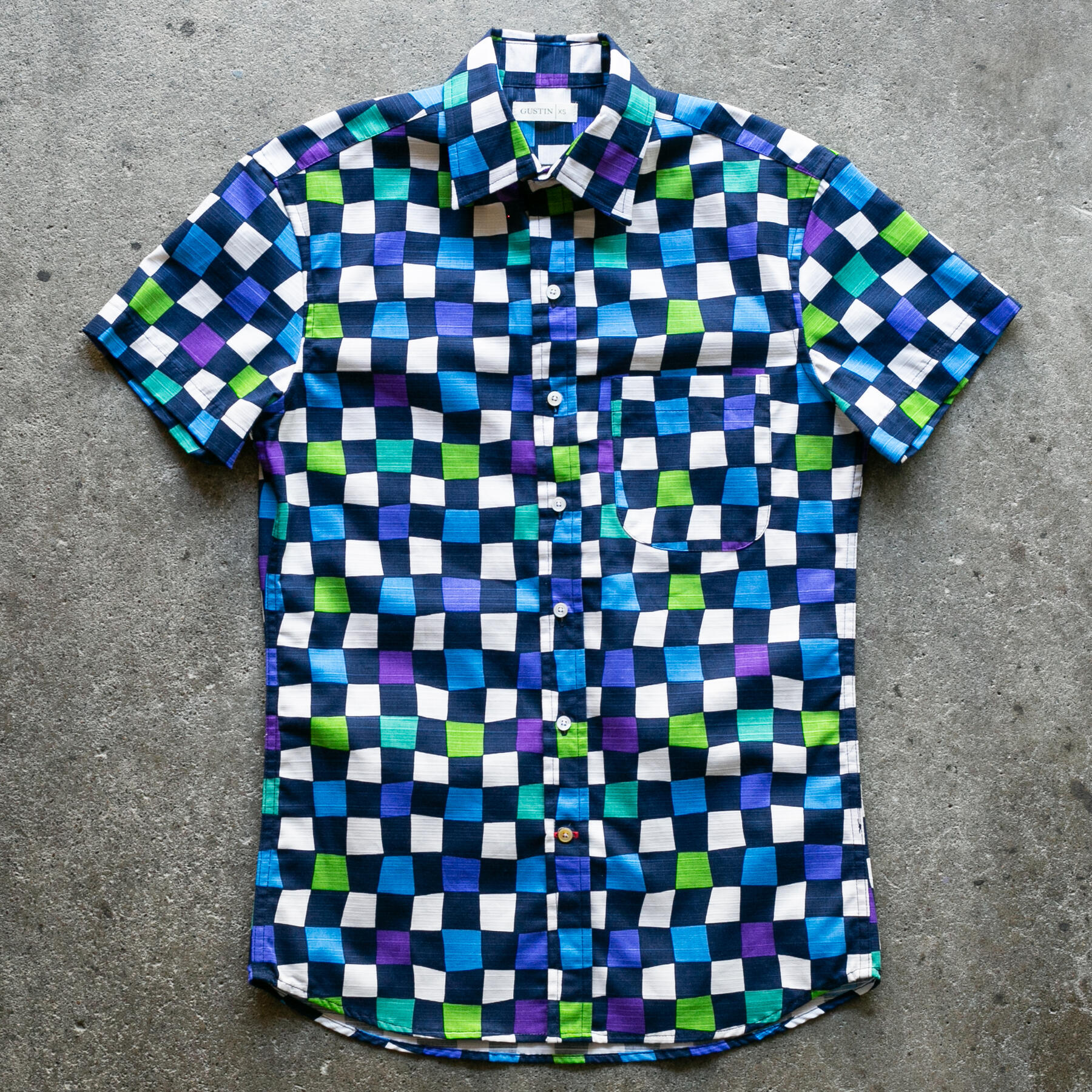 gustin #1259 psychedelic checkers - ocean