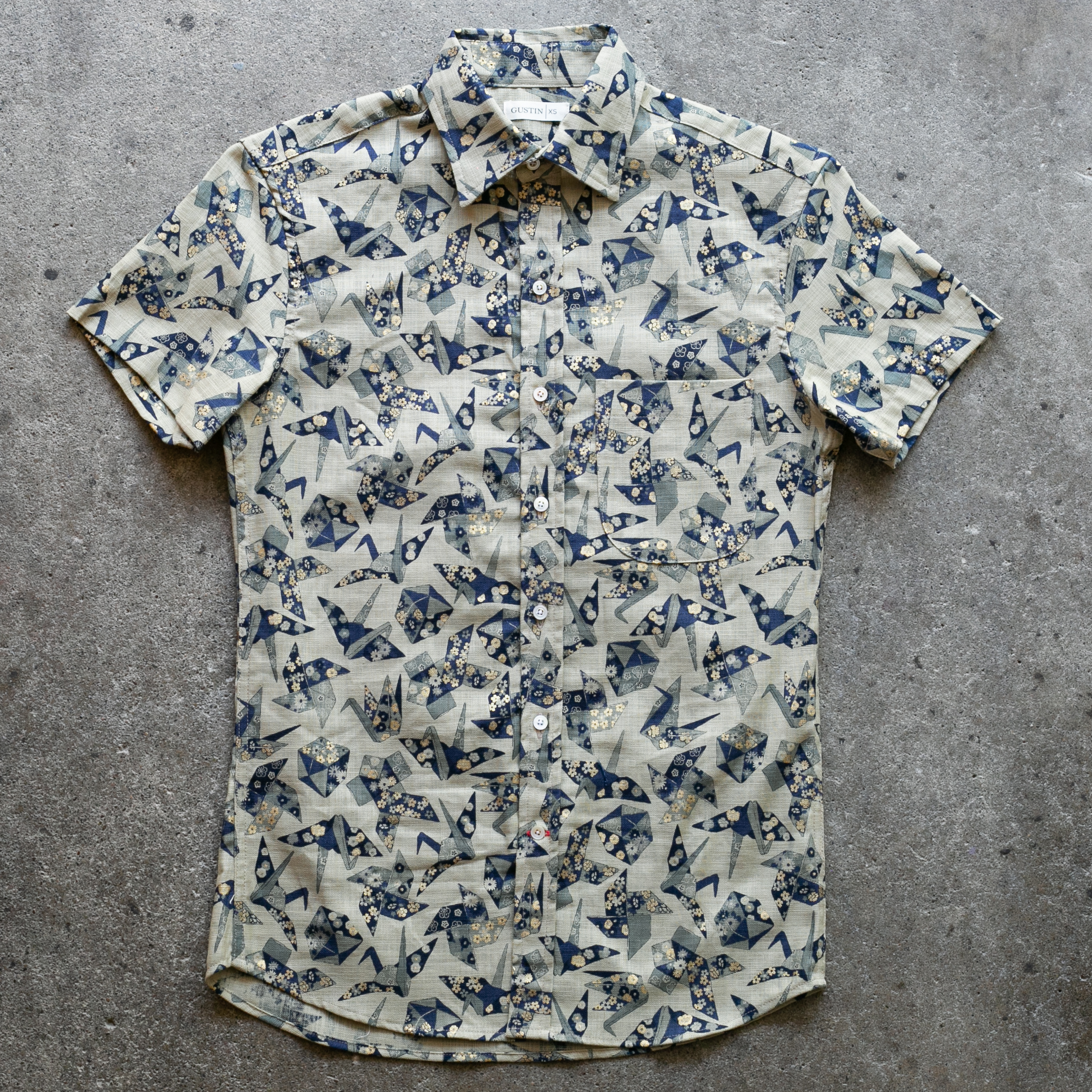 Japan Retro Leisure Origami Shirt Khaki | Gustin