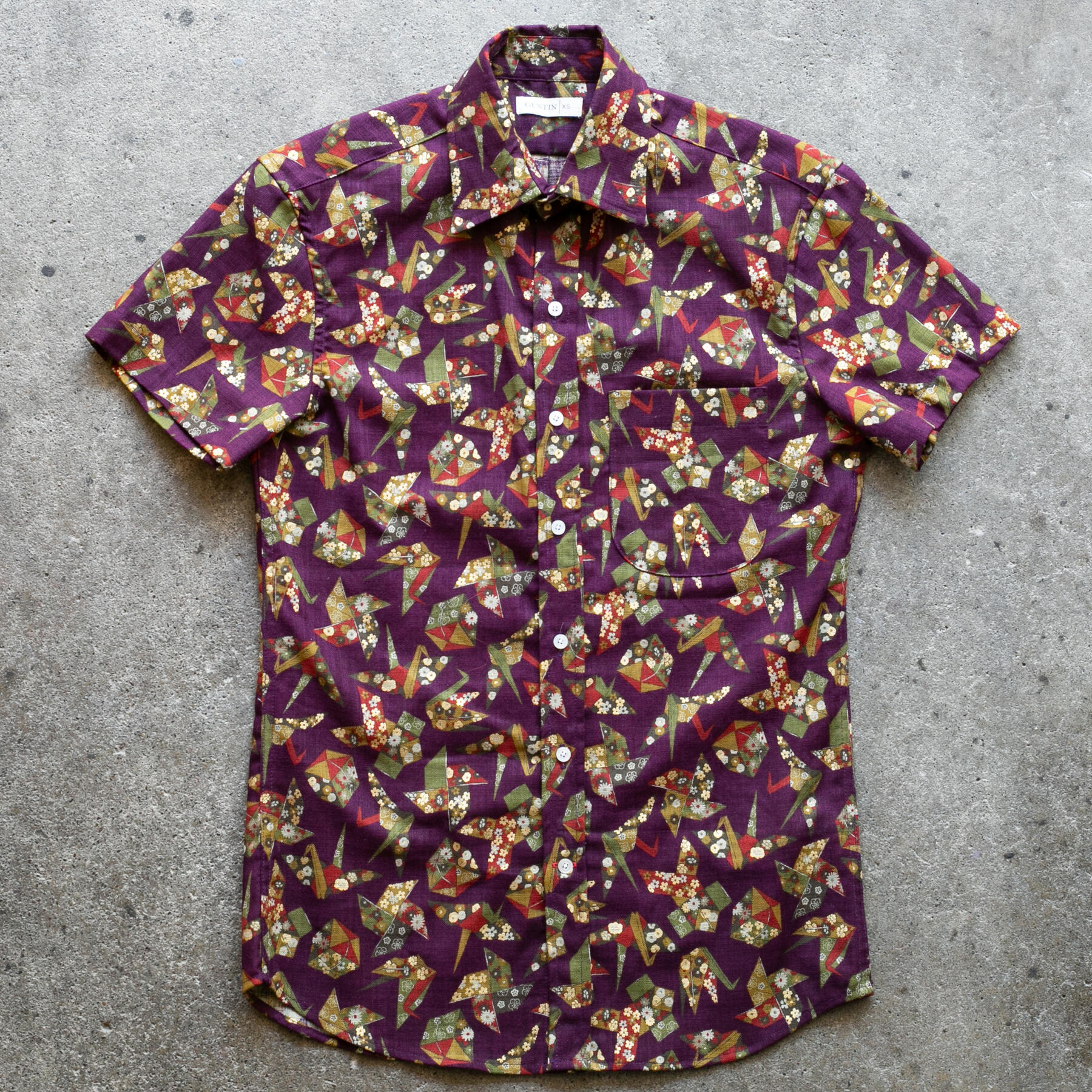 gustin #1261 japan retro leisure origami shirt - burgundy