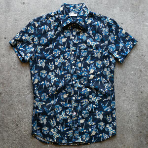 gustin #1263 japan retro leisure origami shirt - navy