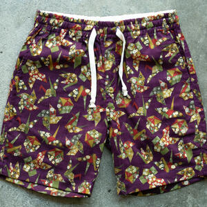 gustin #108 japan retro leisure origami shorts - burgundy