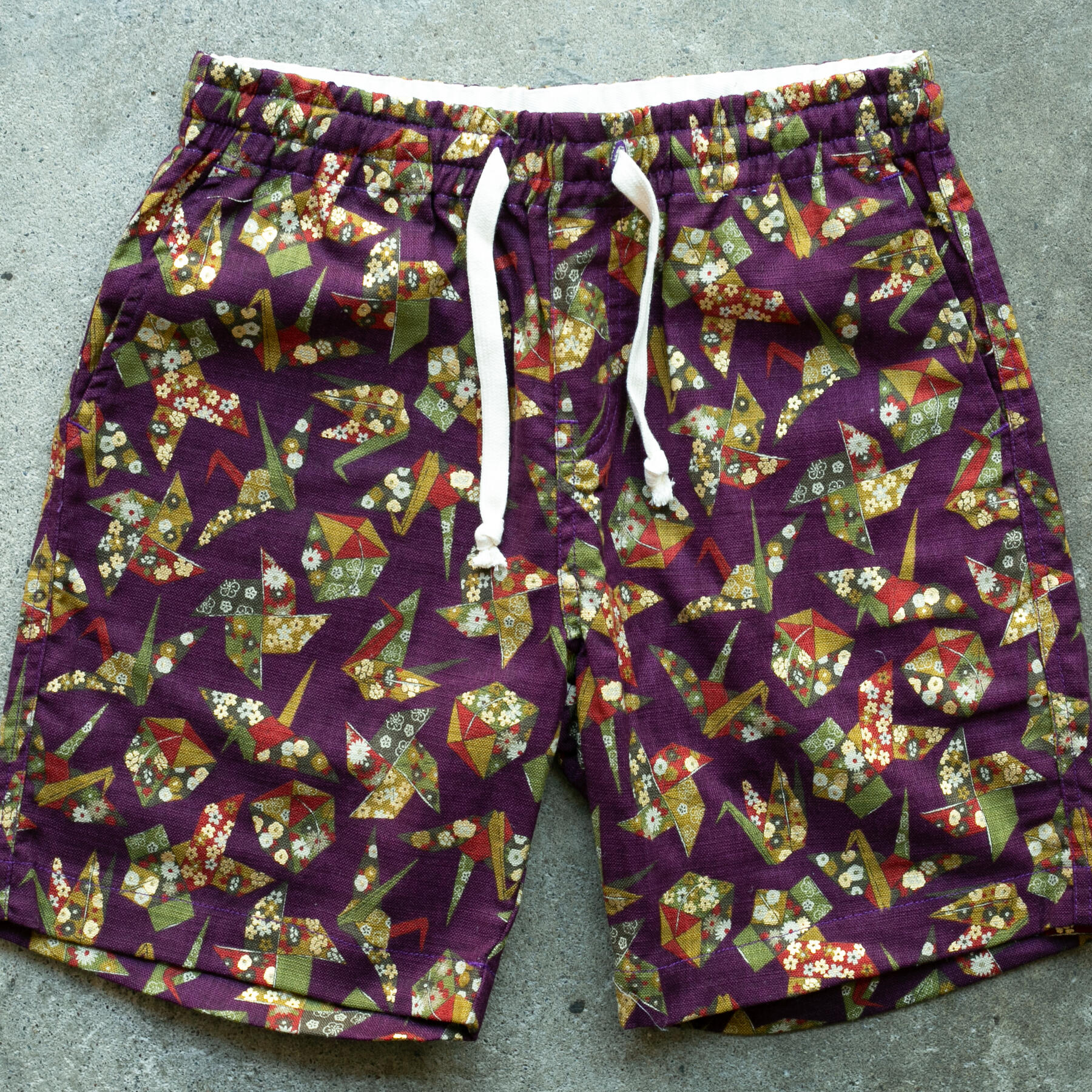 gustin #108 japan retro leisure origami shorts - burgundy