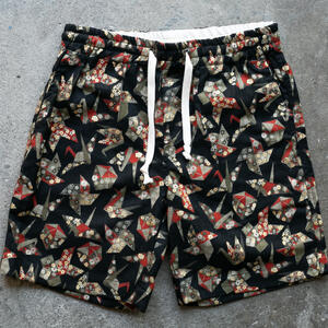 gustin #109 japan retro leisure origami shorts - black