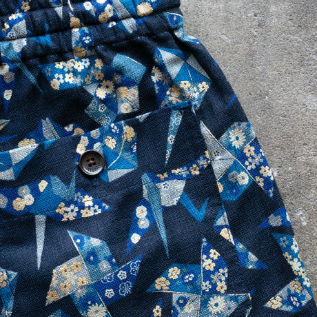 gustin #110 japan retro leisure origami shorts - navy