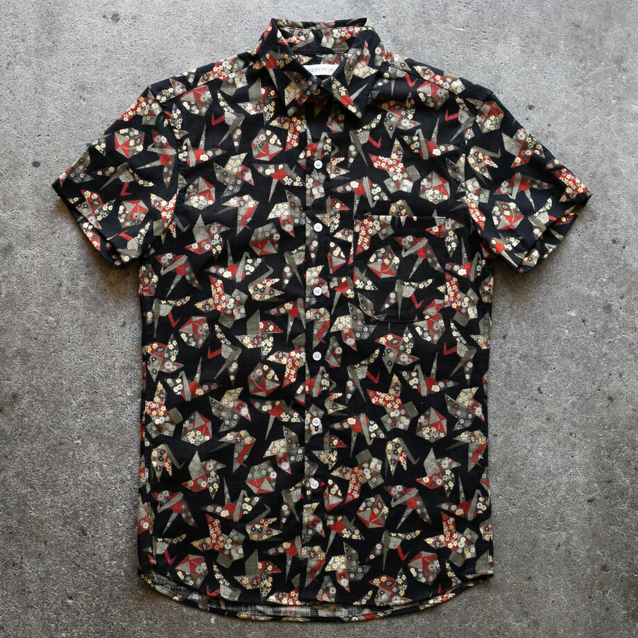 gustin #1262 japan retro leisure origami shirt - black
