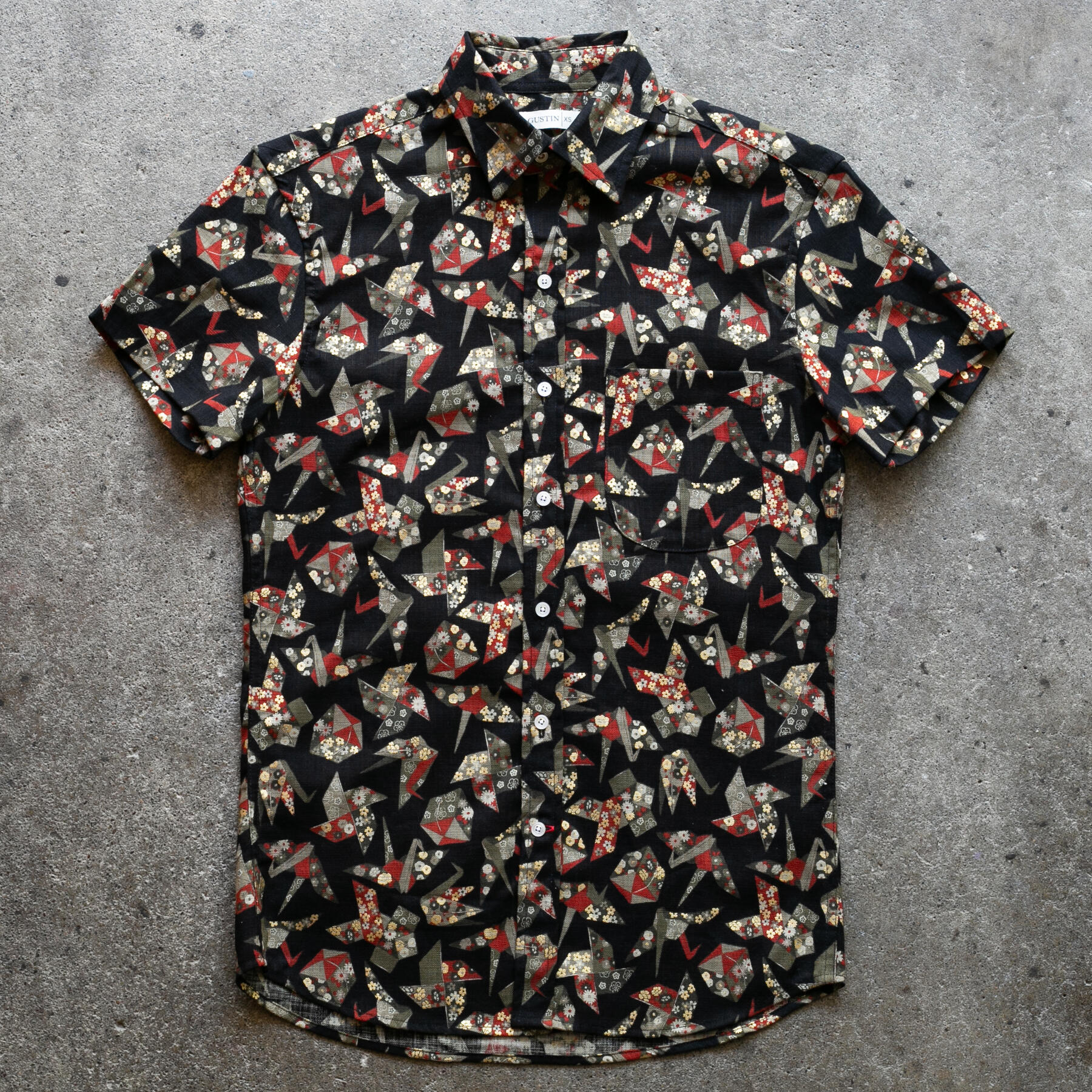 gustin #1262 japan retro leisure origami shirt - black