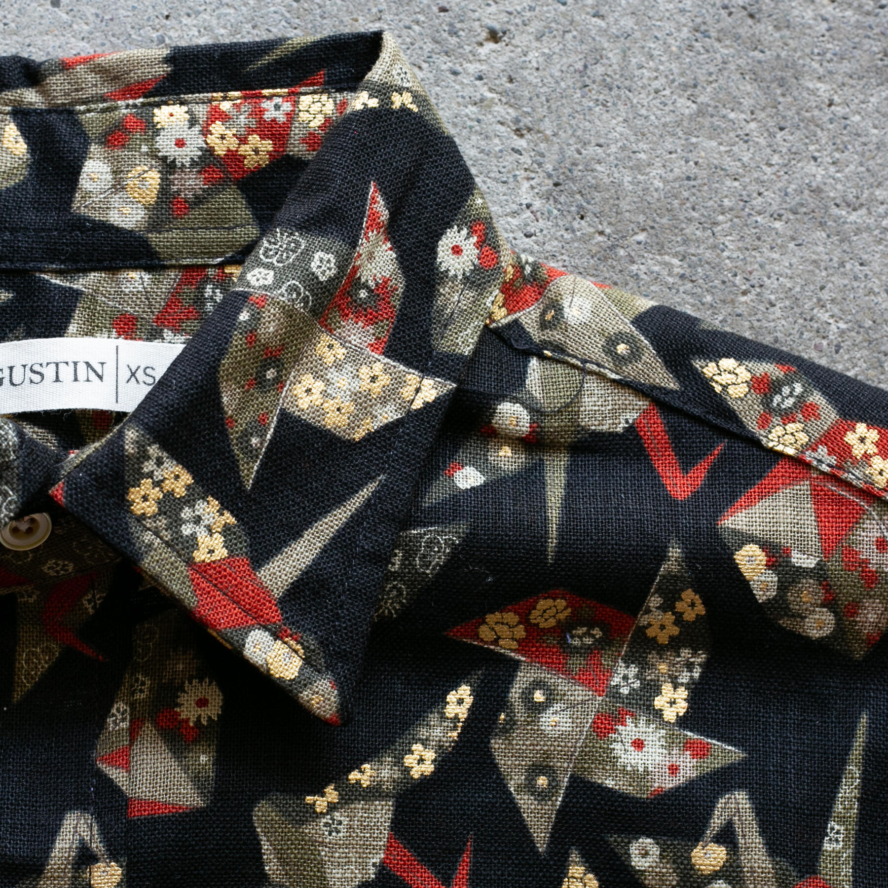 gustin #1262 japan retro leisure origami shirt - black
