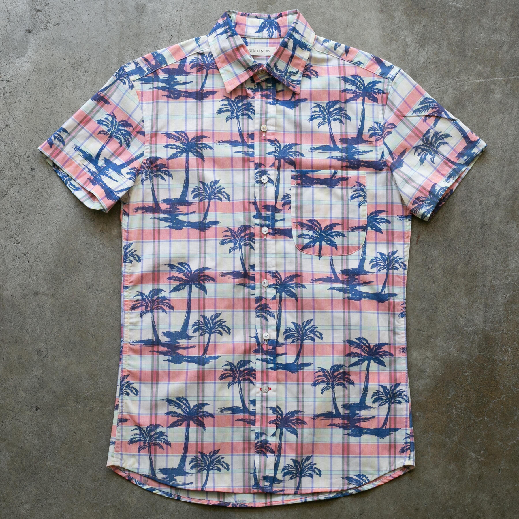 gustin #1264 palms on plaid shirt - sunset