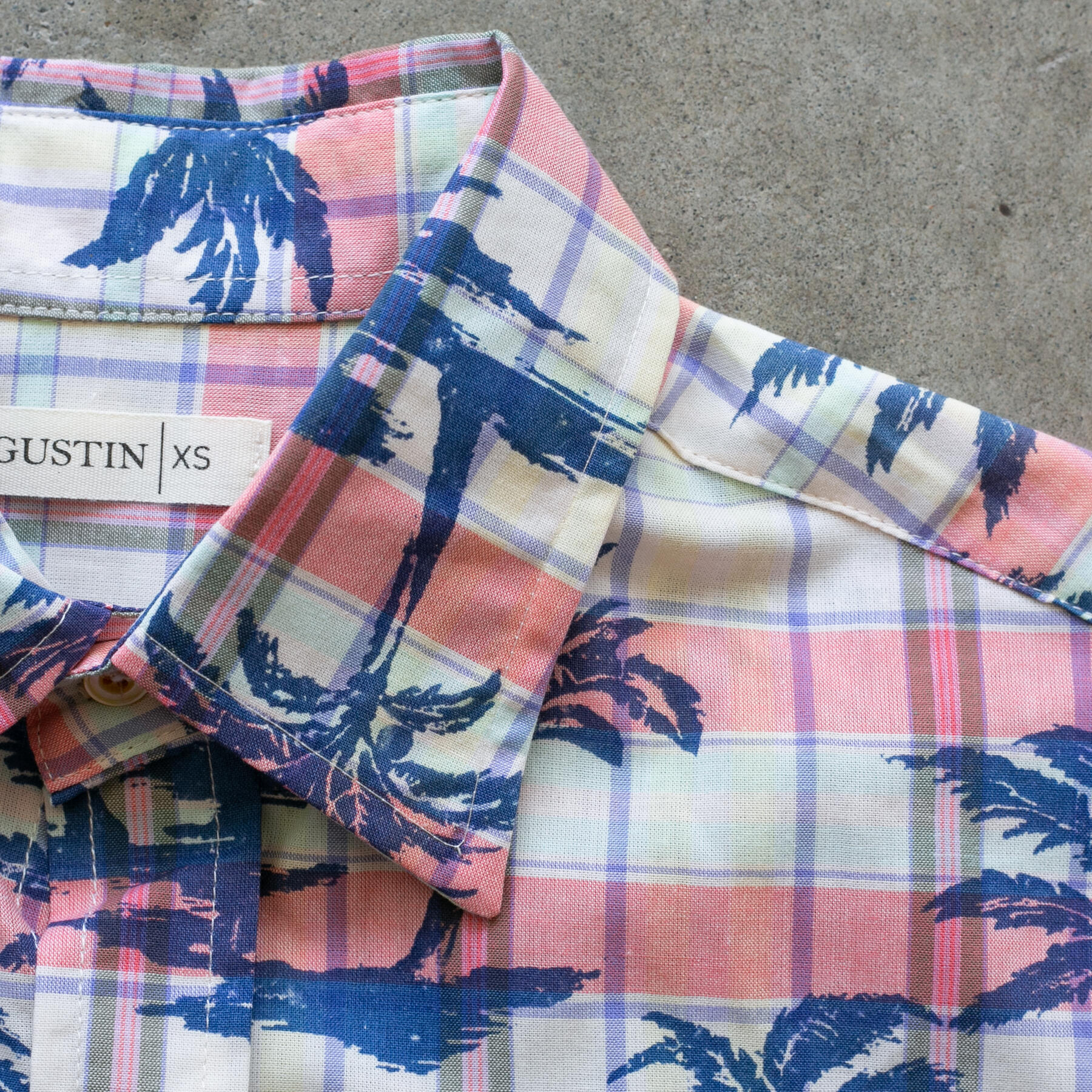 gustin #1264 palms on plaid shirt - sunset