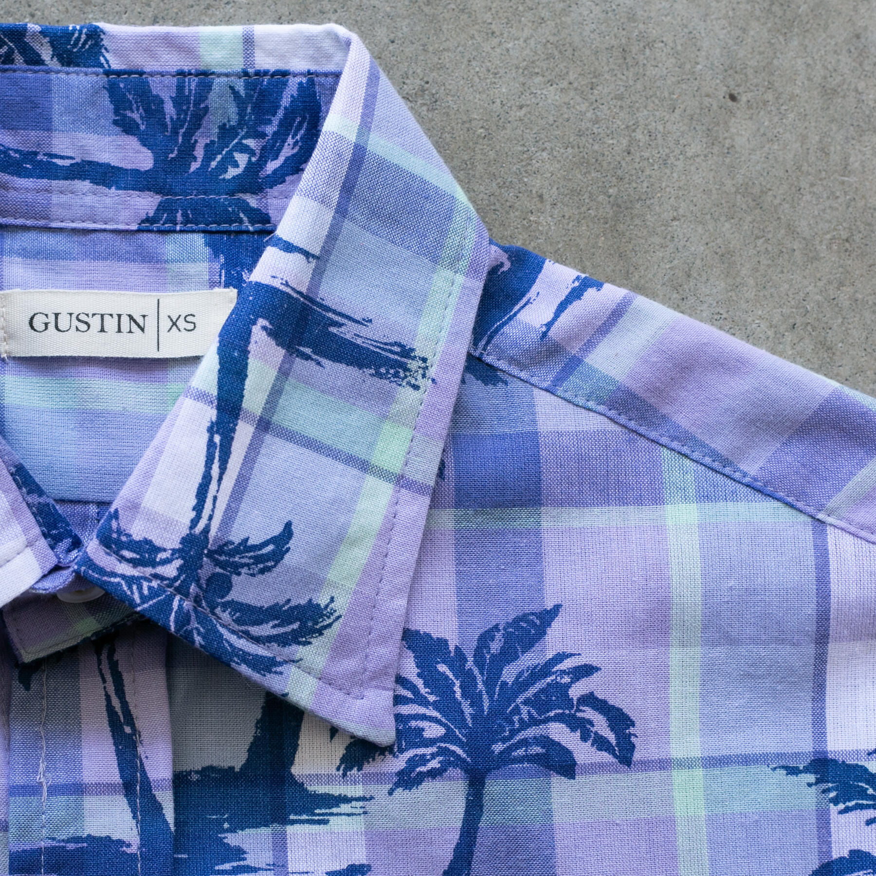 gustin #1265 palms on plaid shirt - purple haze
