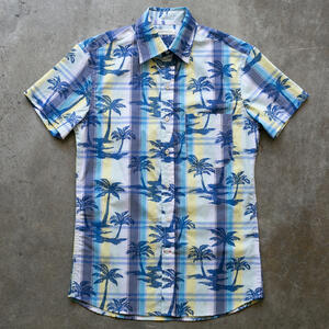 gustin #1266 palms on plaid shirt - ocean
