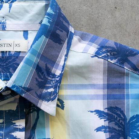 gustin #1266 palms on plaid shirt - ocean