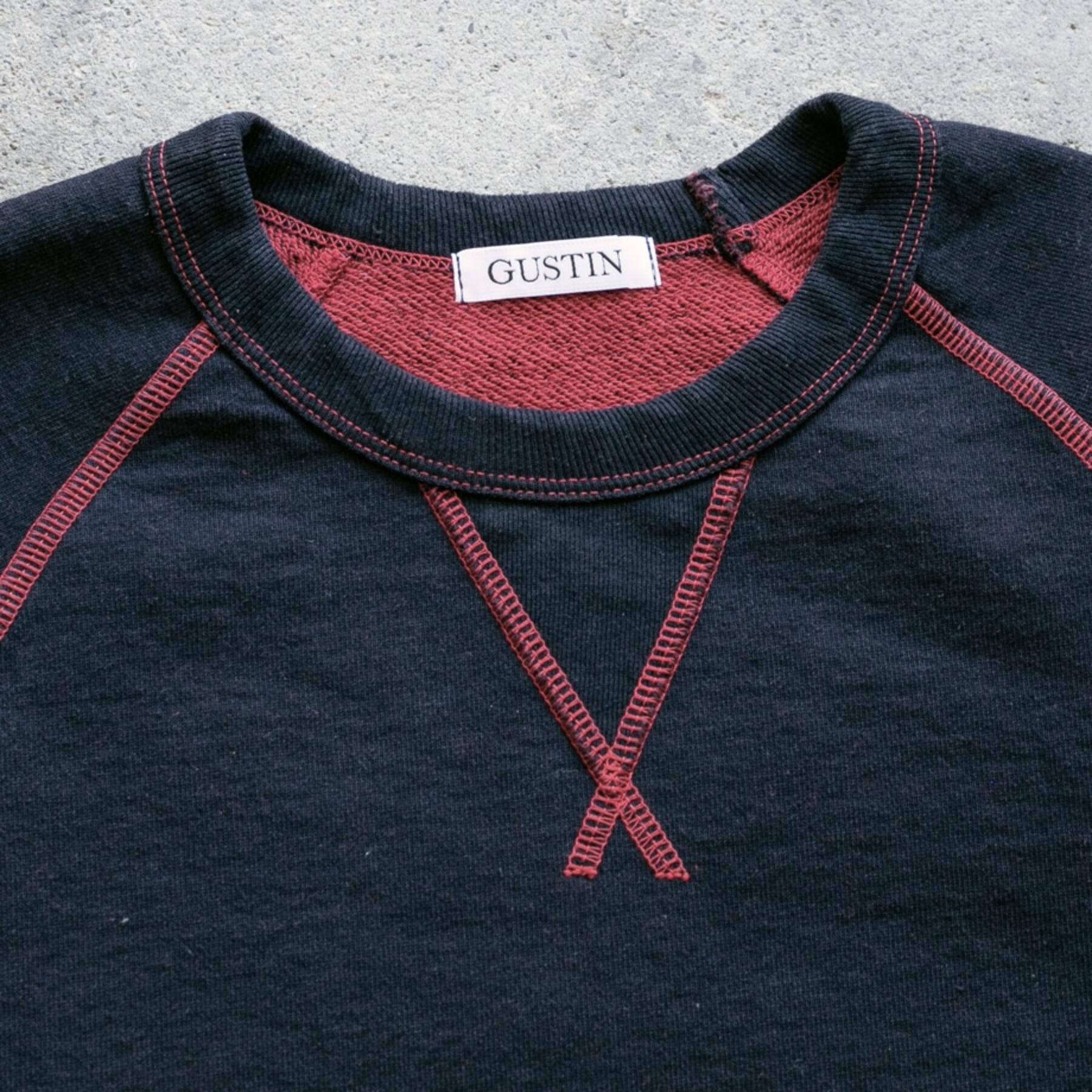 gustin overdye indigo crewneck sweatshirt - red fire