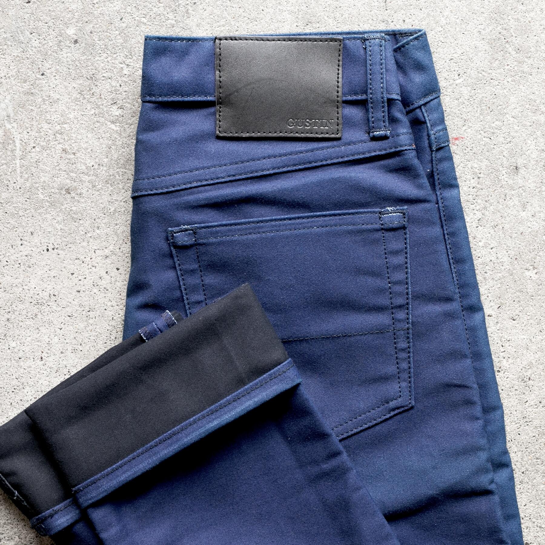 gustin #359 indigo x charcoal moleskin