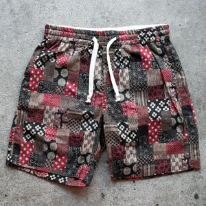 gustin #121 japan patchwork shorts - red black
