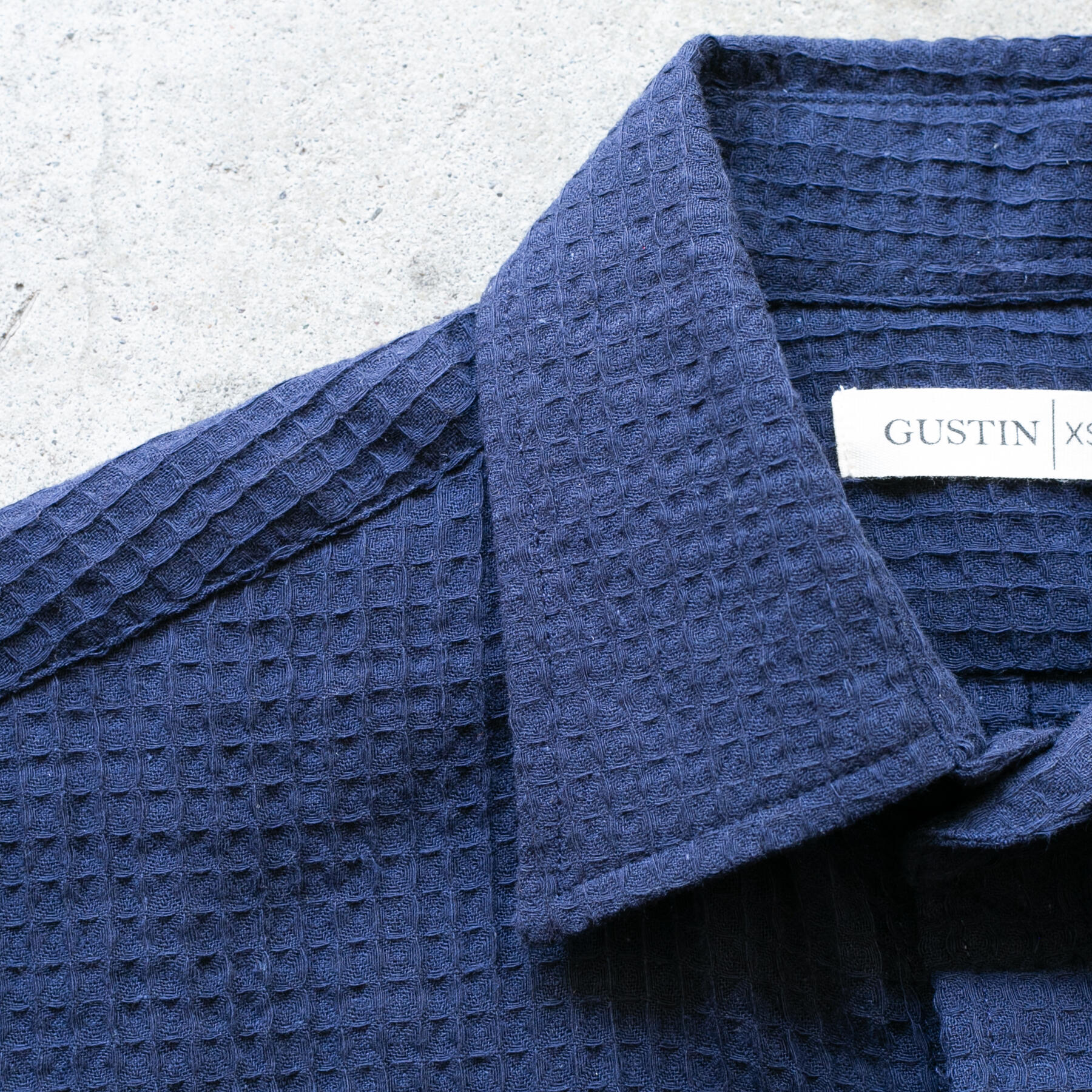 gustin #1278 japan gauze grid shirt - navy