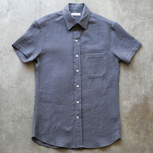 gustin #1279 japan gauze grid shirt - graphite