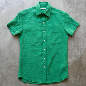 gustin #1280 japan gauze grid shirt - kelly green