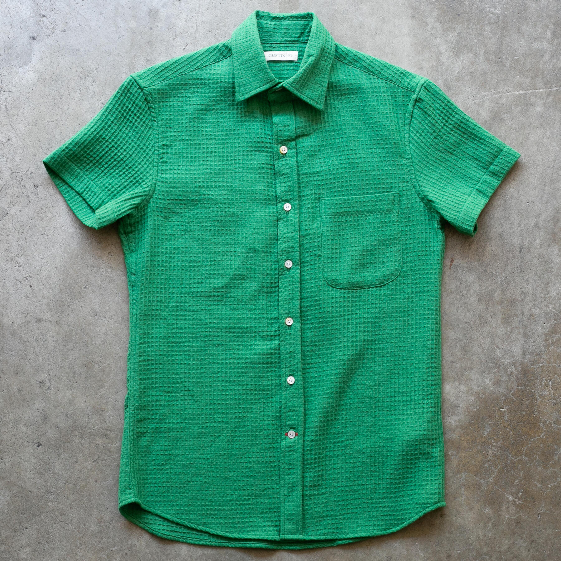 gustin #1280 japan gauze grid shirt - kelly green