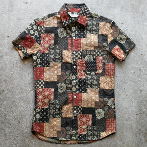 gustin #1286 japan patchwork shirt - black red