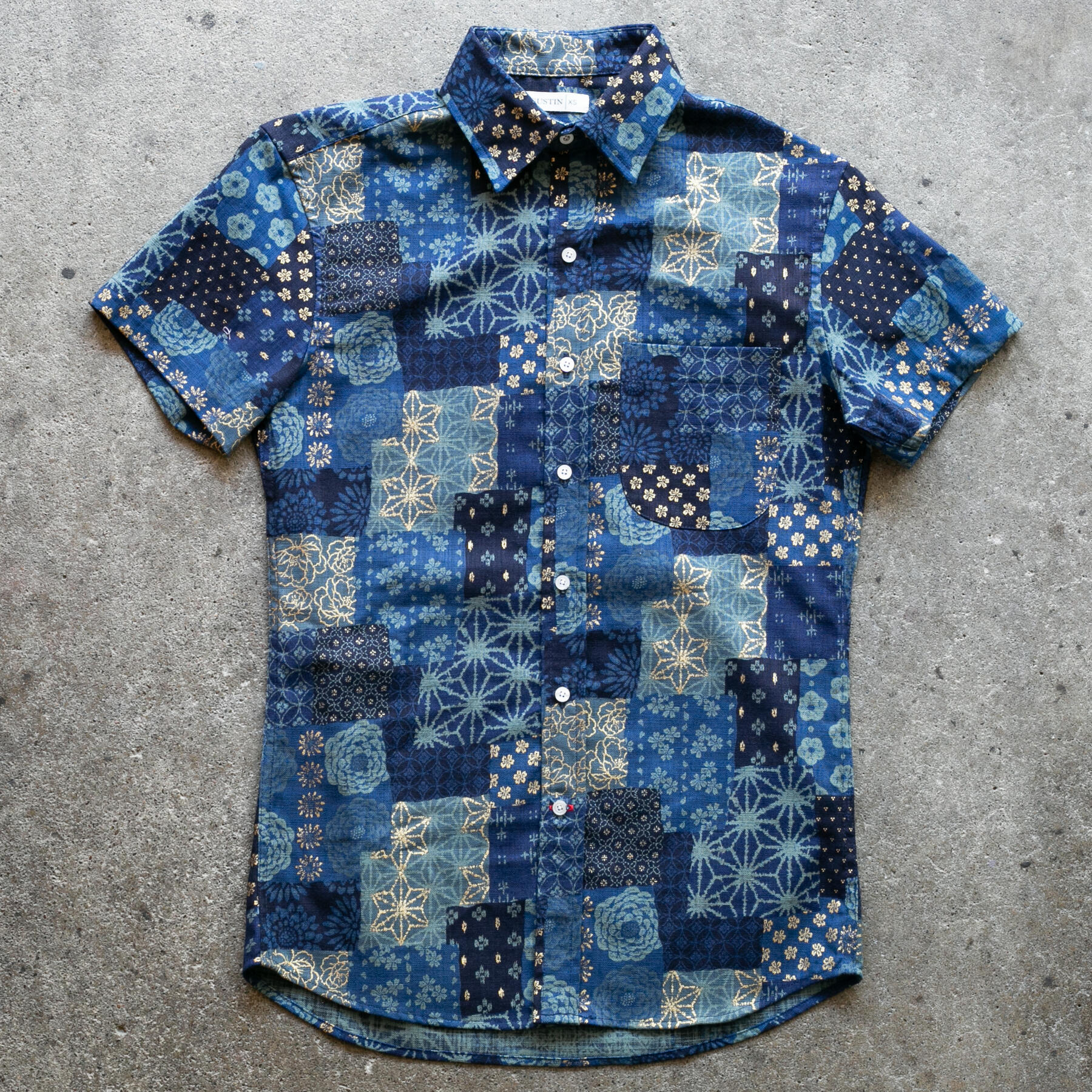 gustin #1287 japan patchwork shirt - ocean