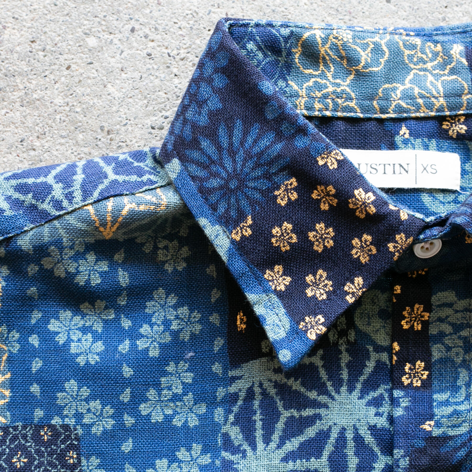 gustin #1287 japan patchwork shirt - ocean