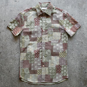 gustin #1288 japan patchwork shirt - olive rust
