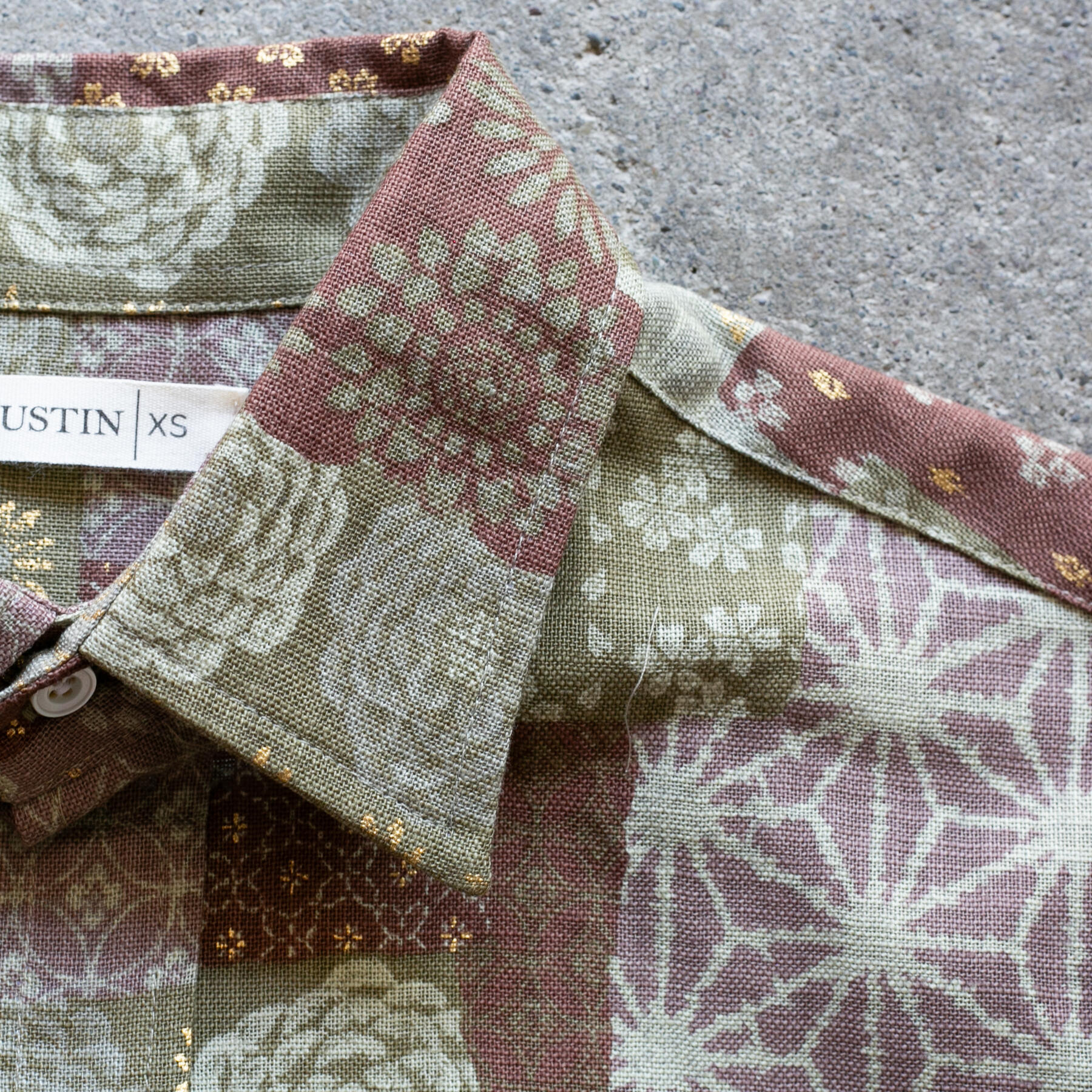 gustin #1288 japan patchwork shirt - olive rust