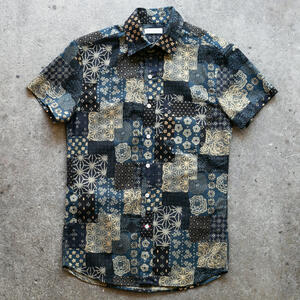 gustin #1289 japan patchwork shirt - black navy