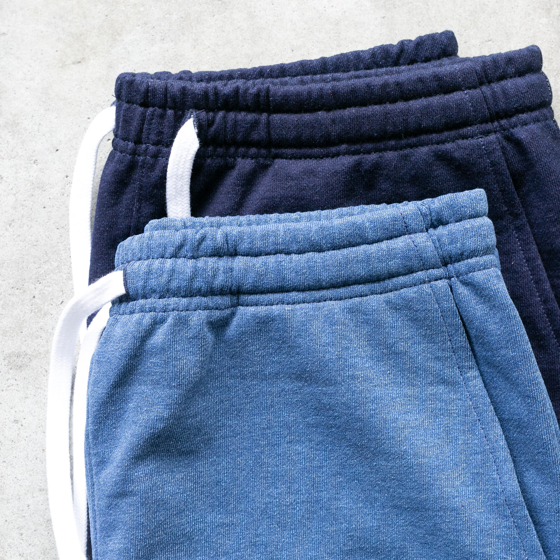 gustin indigo dye sweatshorts classic collection