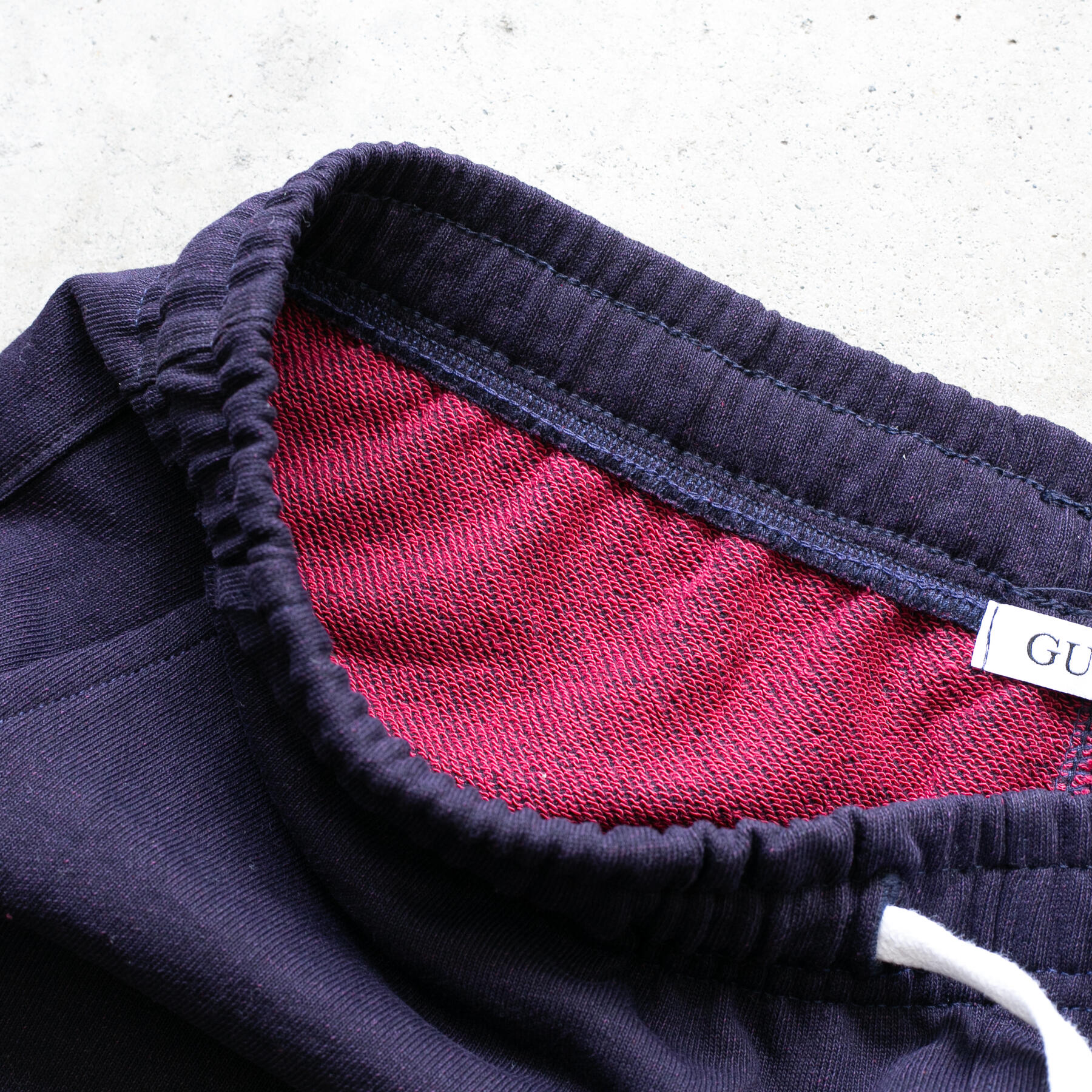 gustin overdye indigo dye sweatshorts - red fire
