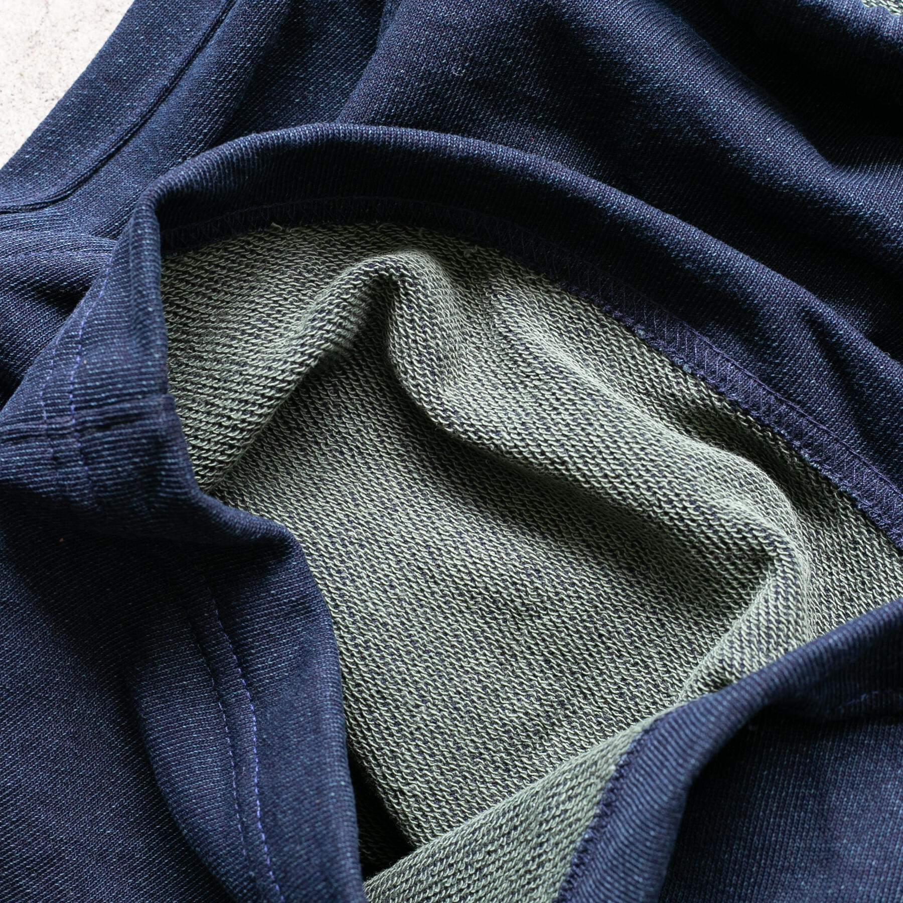 gustin overdye indigo dye sweatshorts - army