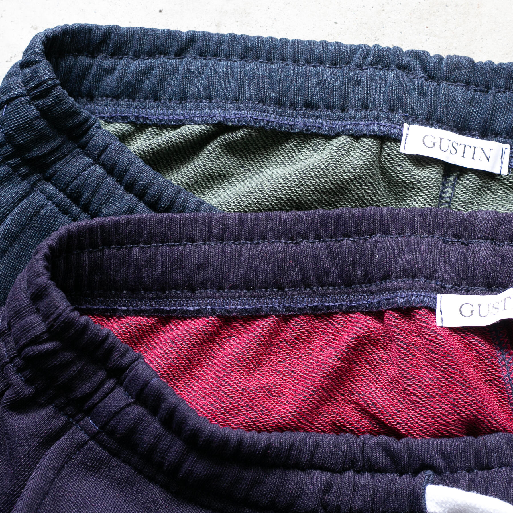 gustin overdye indigo dye sweatshorts collection