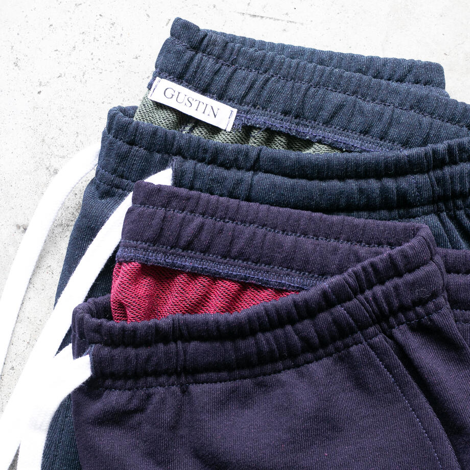 gustin overdye indigo dye sweatshorts collection