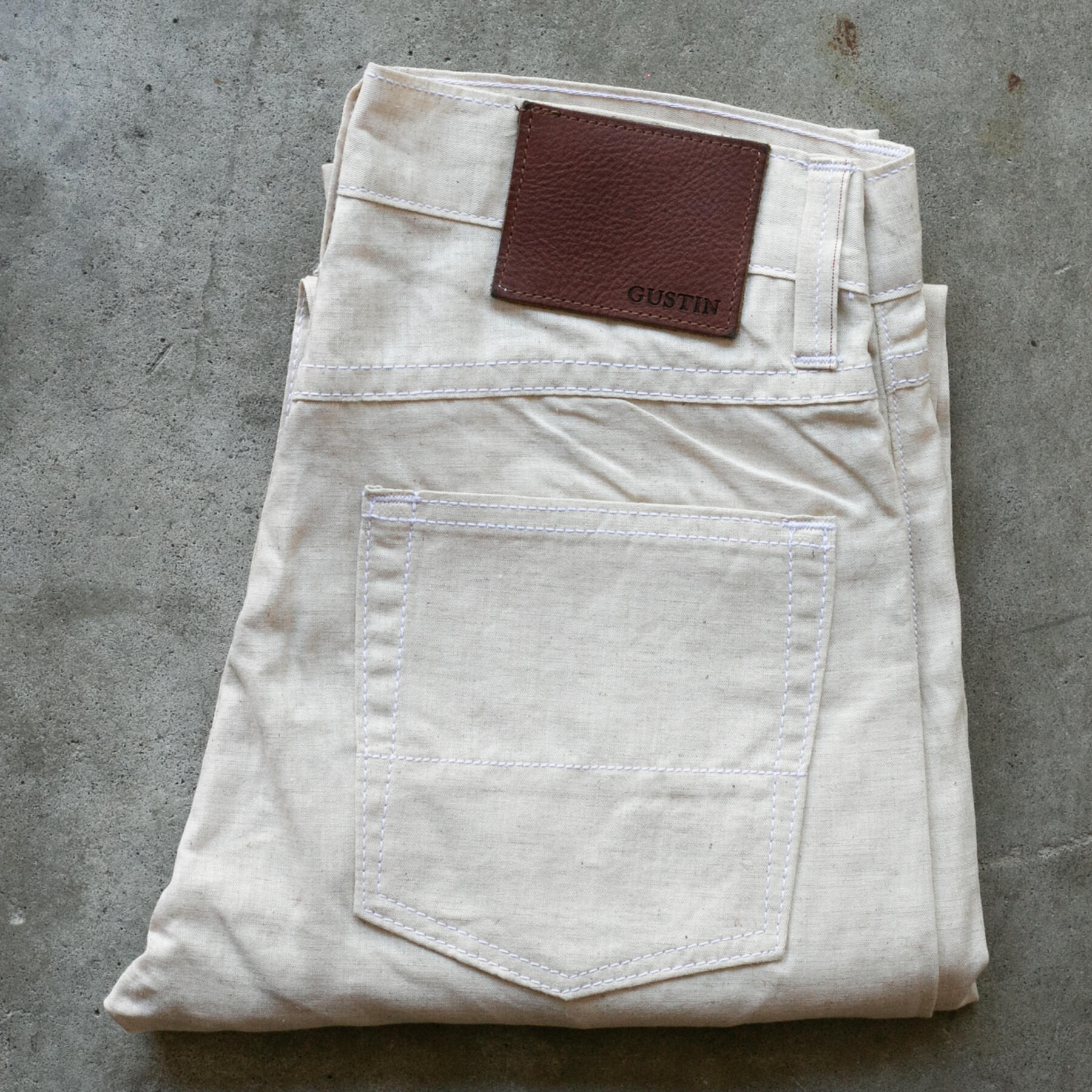 gustin #619 featherweight selvedge chambray - oatmeal