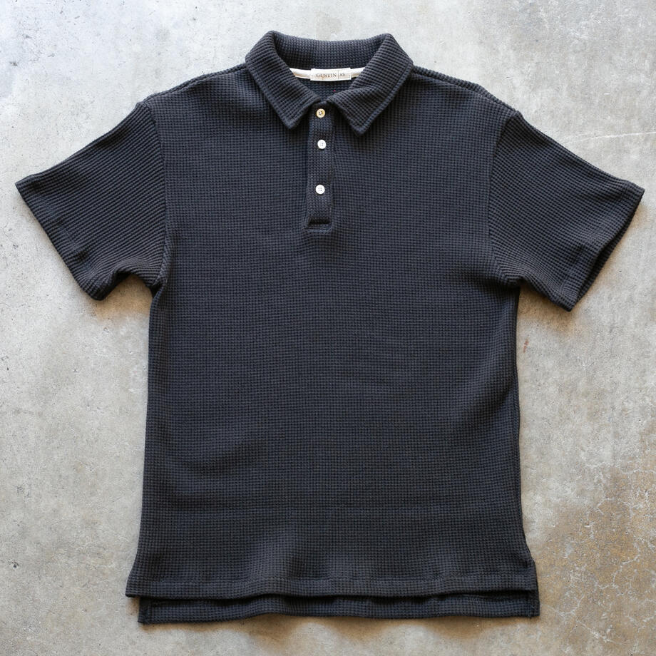 gustin japan monster waffle polo - black