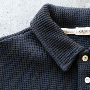 gustin japan monster waffle polo - black