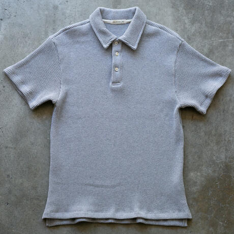 gustin japan monster waffle polo - heather steel