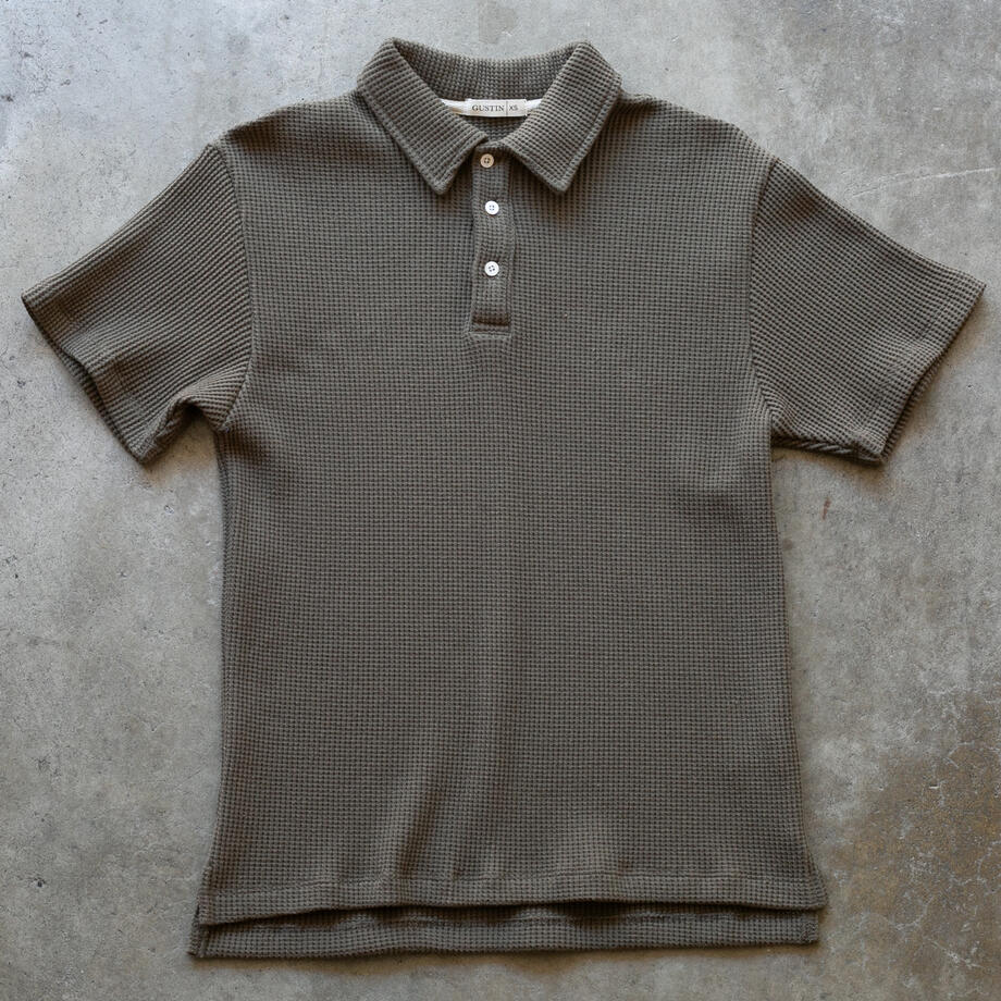 gustin japan monster waffle polo - olive
