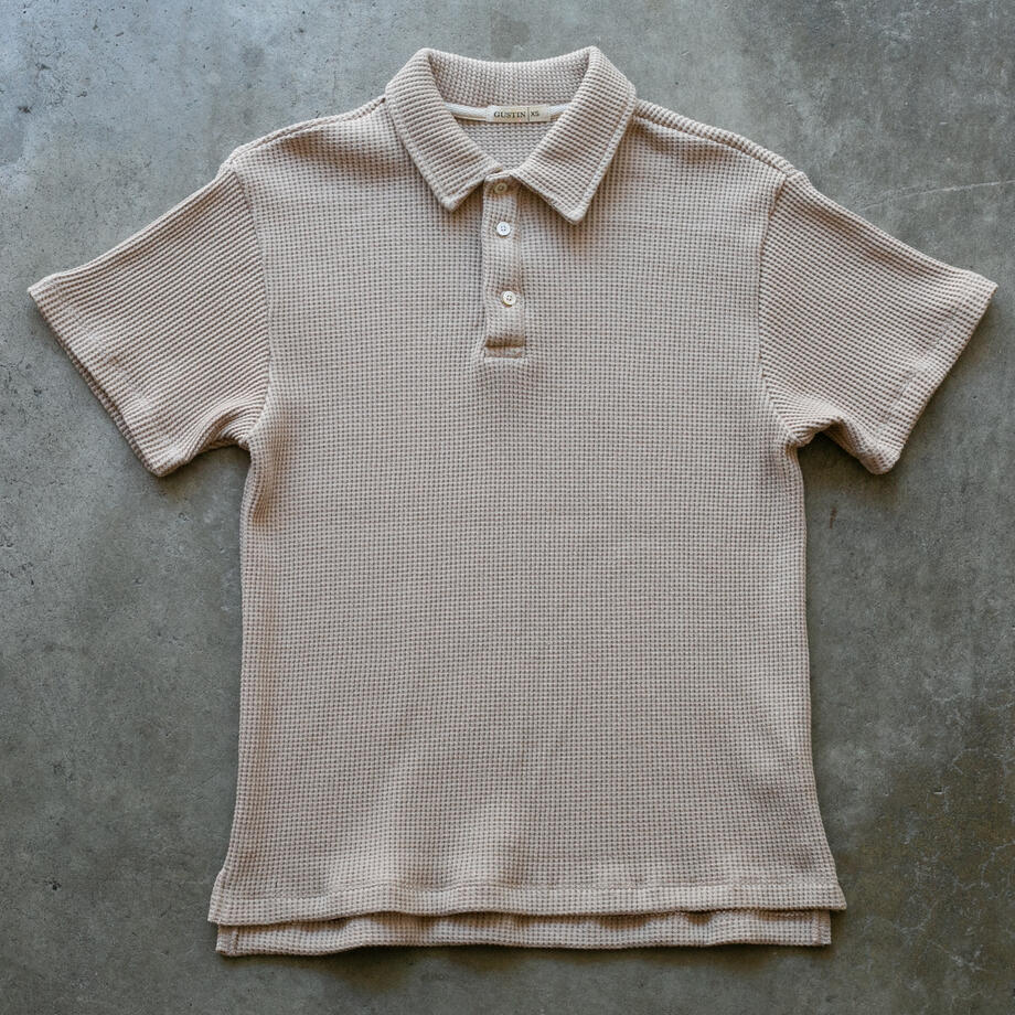 gustin japan monster waffle polo - tan