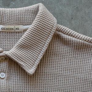 gustin japan monster waffle polo - tan