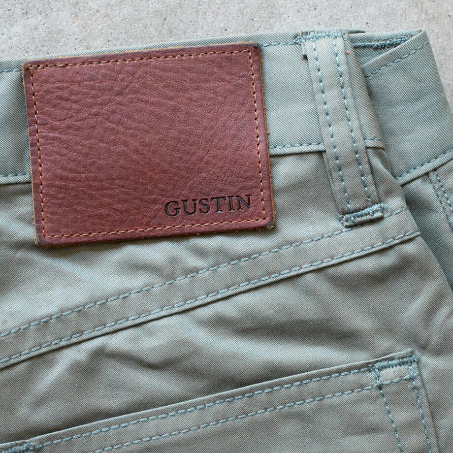 gustin #470 japan silk gaberdine 5 pocket - olive drab