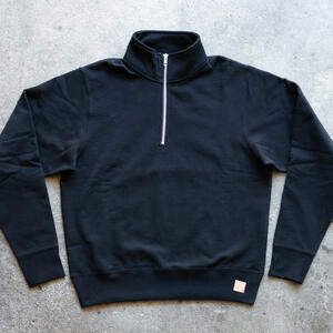 gustin vintage heavyweight quarter zip - black