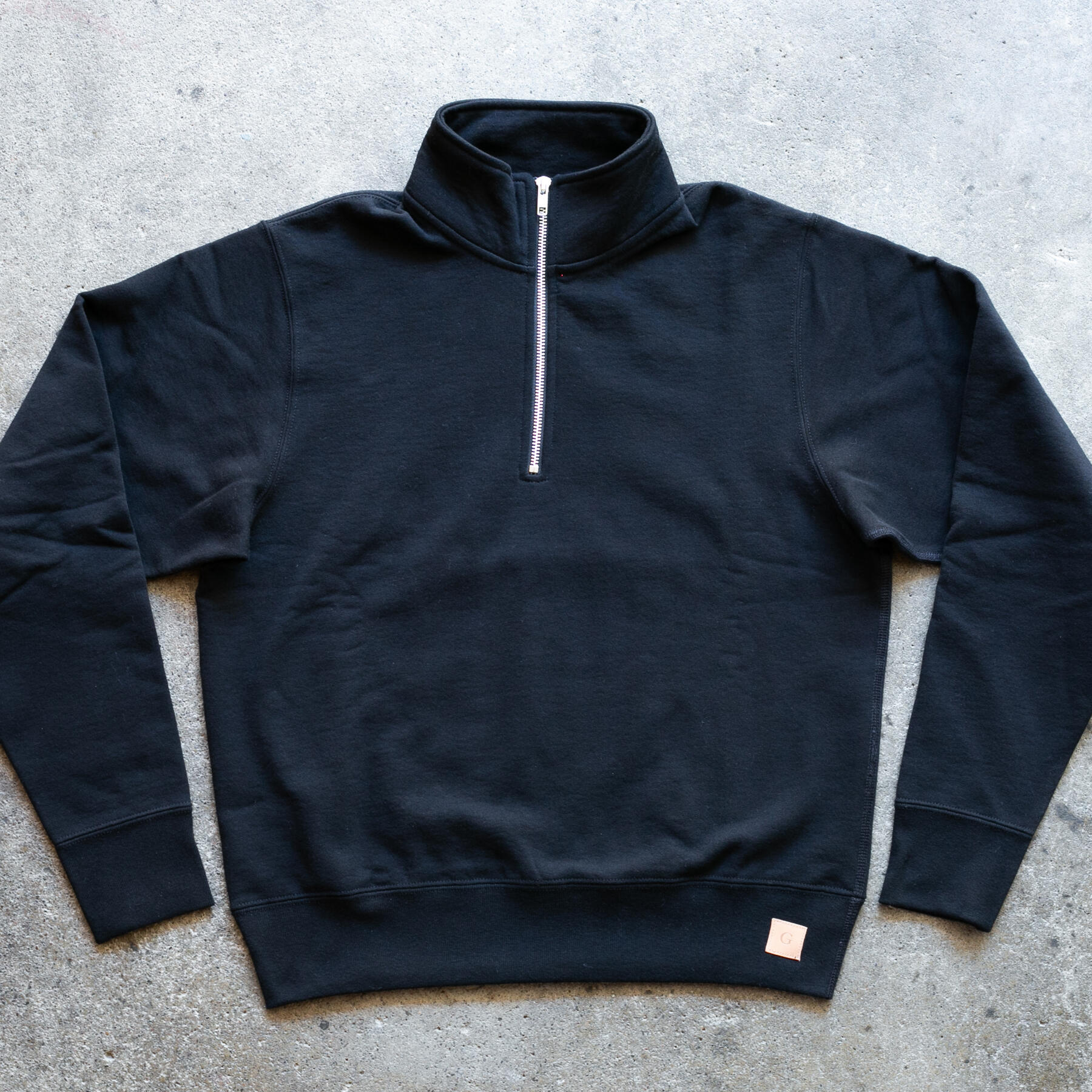 gustin vintage heavyweight quarter zip - black