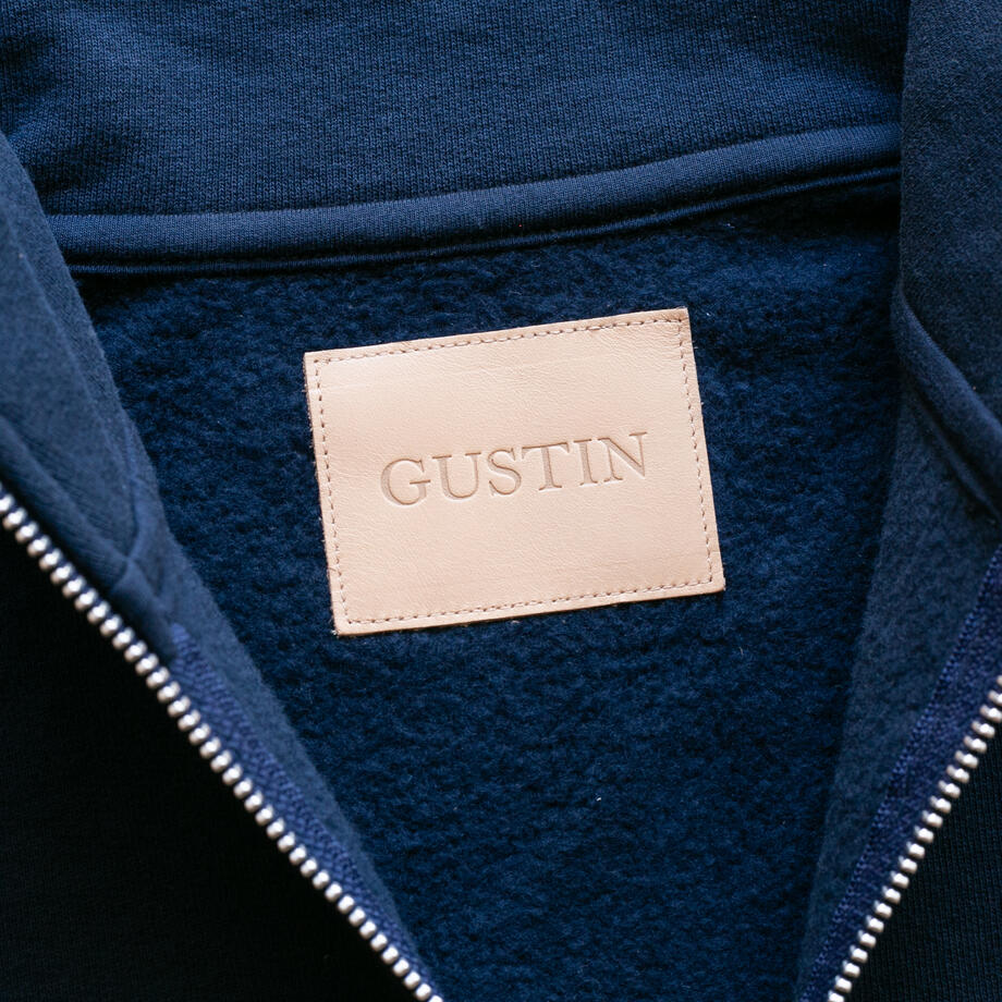 gustin vintage heavyweight quarter zip - navy