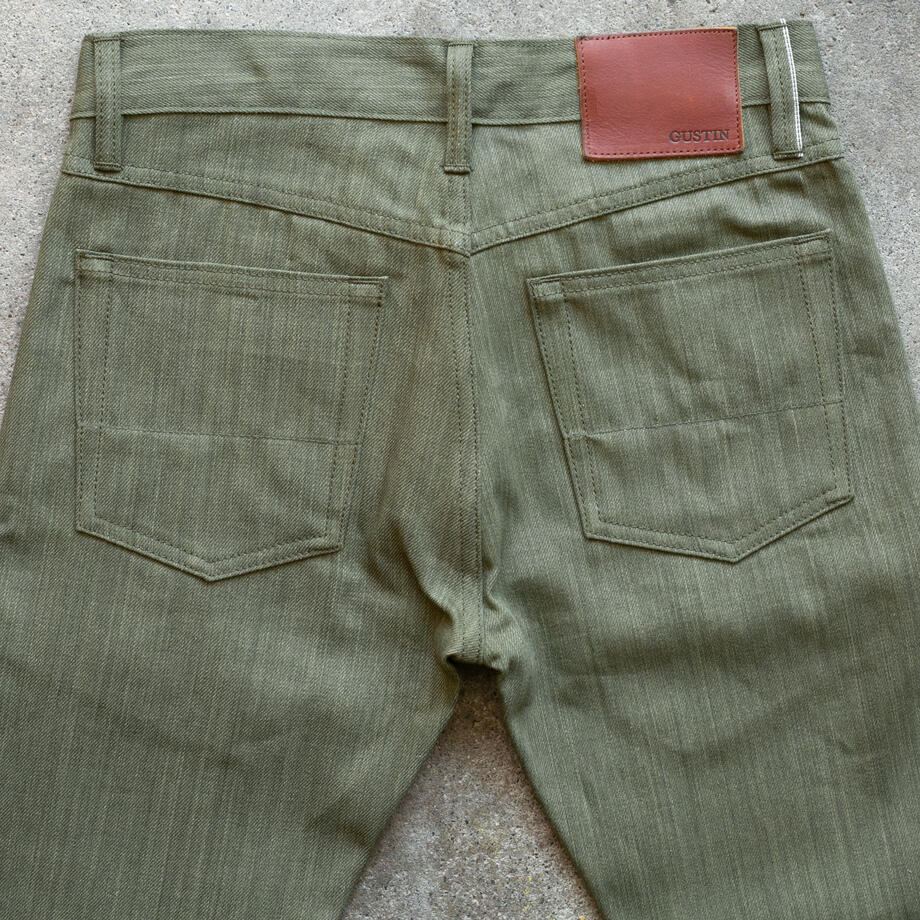 gustin #622 cone mills experimental selvedge - army super slub