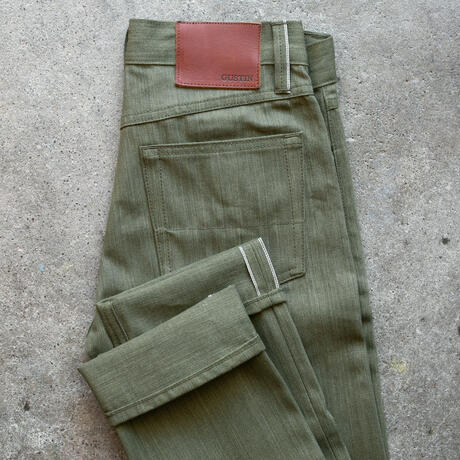 gustin #622 cone mills experimental selvedge - army super slub