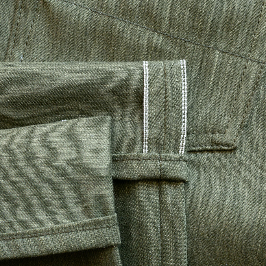 gustin #622 cone mills experimental selvedge - army super slub